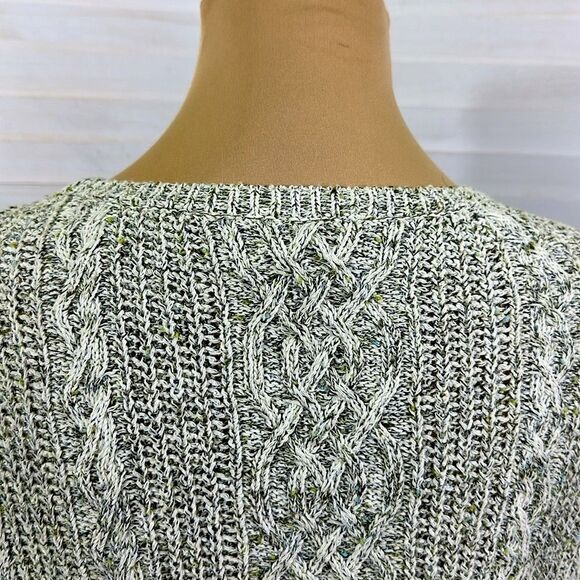 J Jill Sweater Size Small Y2K Cable Knit Gray & Green - Picture 7 of 10